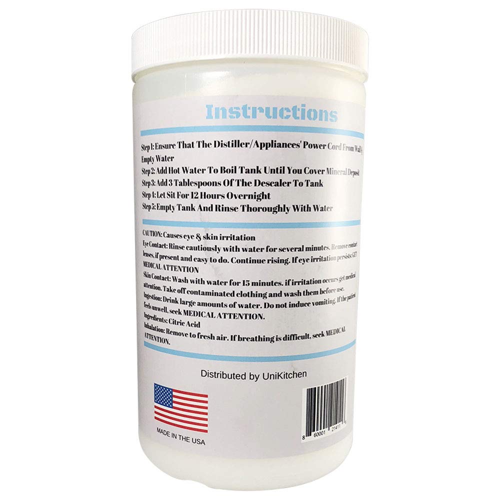UniKitchen Distiller Cleaner & Descaler - 2 LBS Citric Acid for Waterwise, Natural & Safe LimeScale Removal