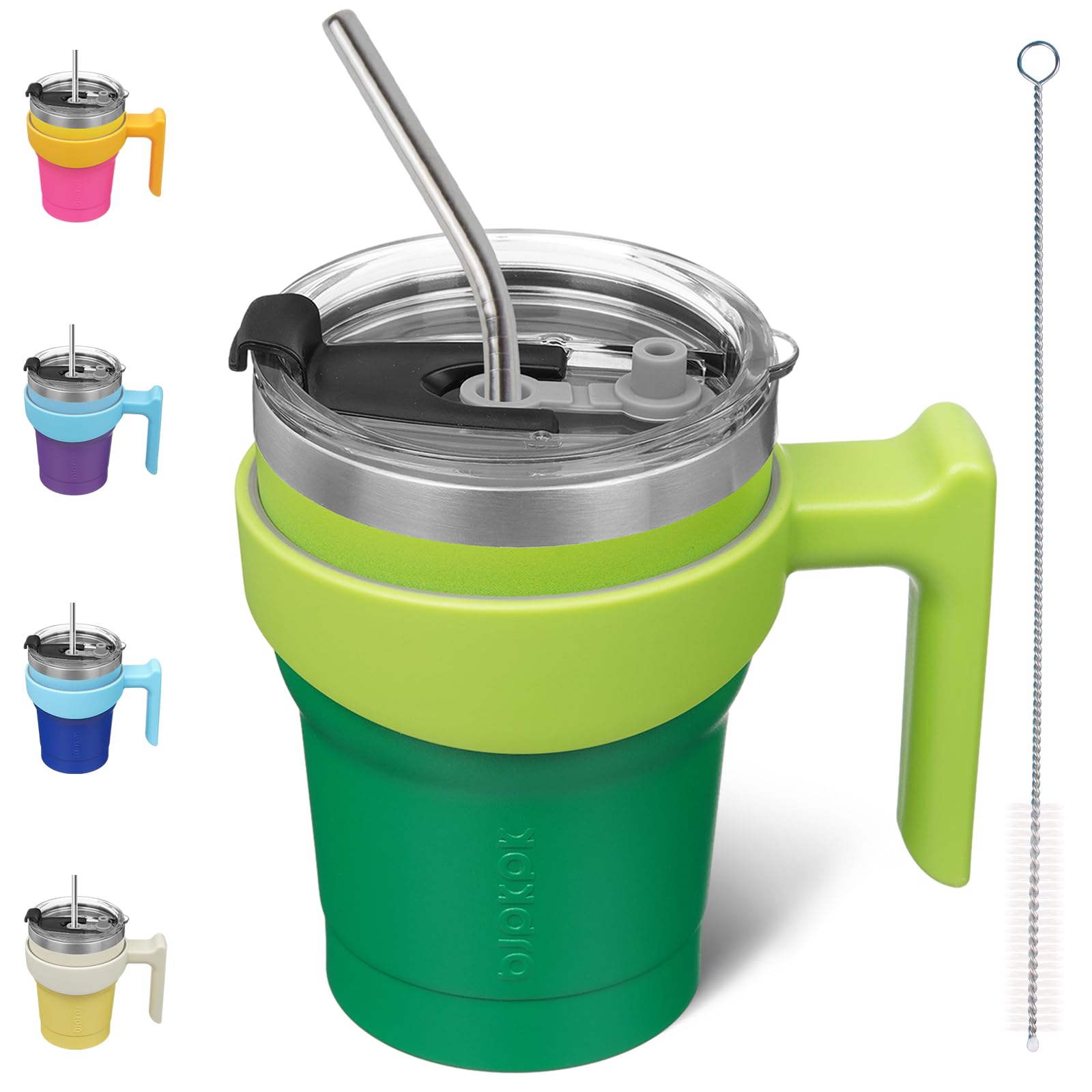 Bjpkpk 10 Oz Tumbler With Handle And Straw Lid Stainless Steel Travel Mugs Insulated Tumbler Cups,Bamboo Grove