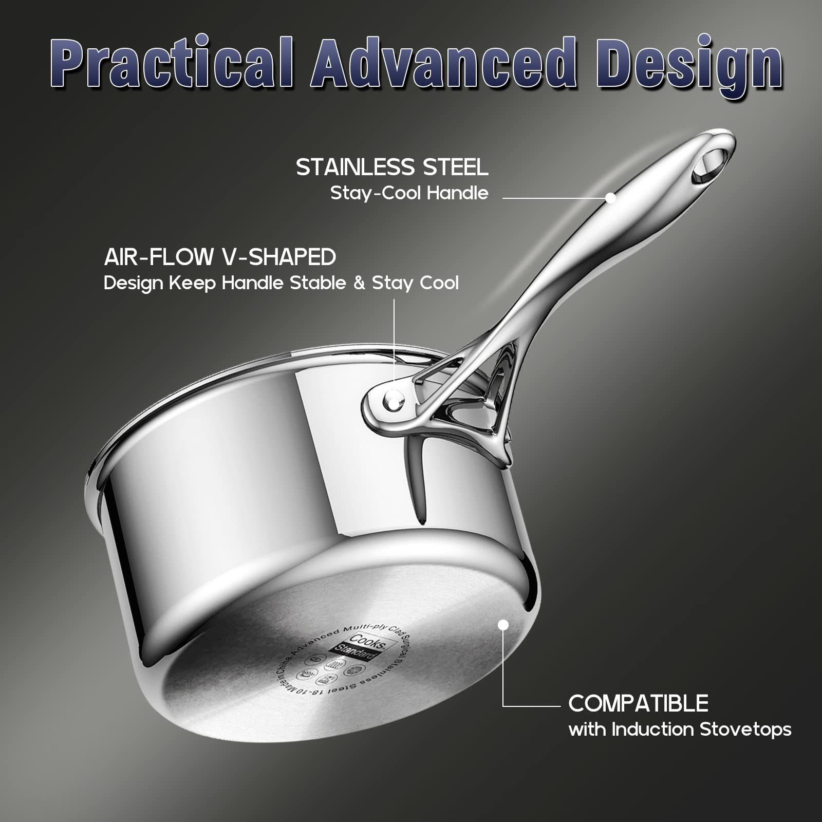 Cooks Standard Multi-Ply Clad Saucepan, 1-1/2-Quart, Silver