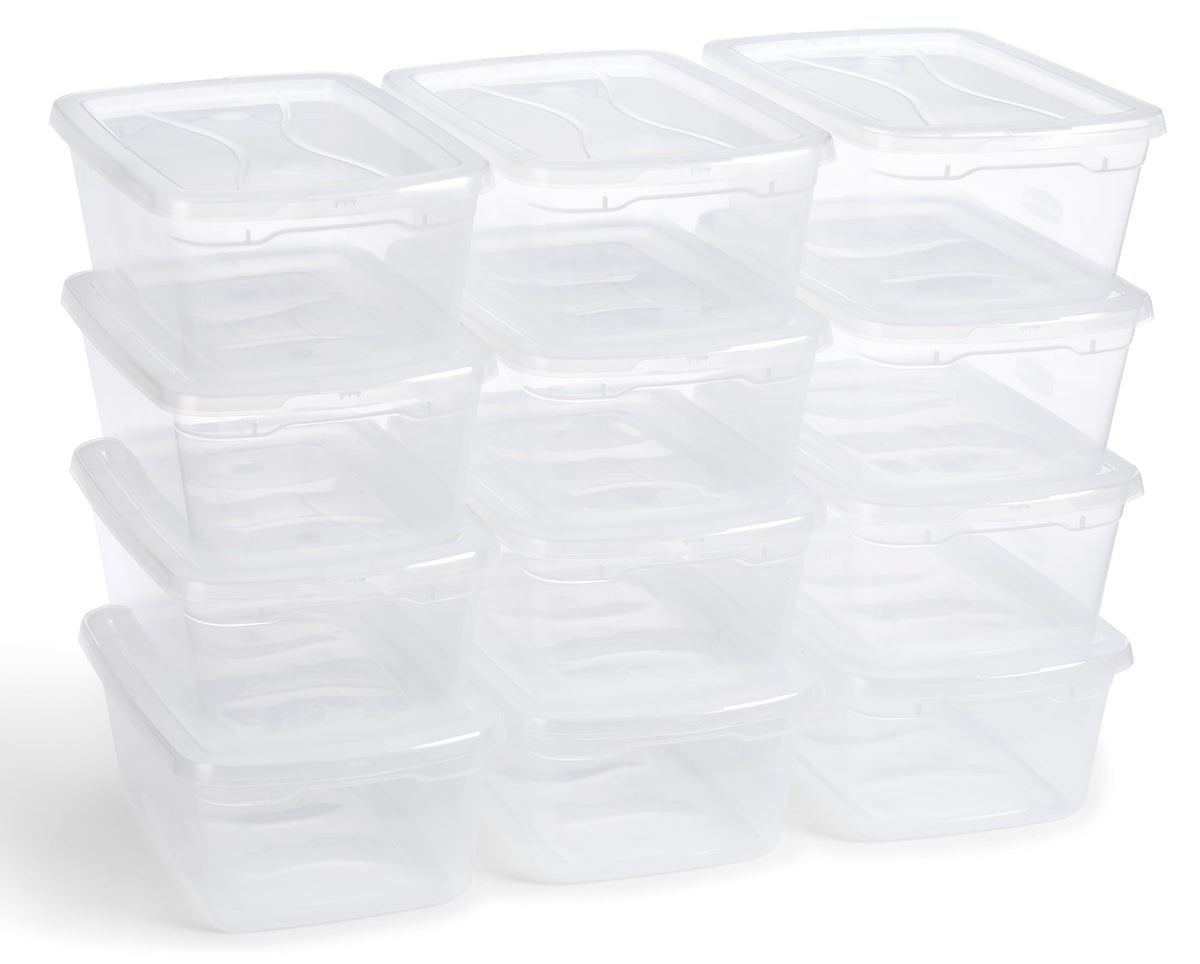 Rubbermaid Cleverstore Clear 6 Qt, 12 Pack, Stackable Plastic Storage Containers With Durable Snapping Clear Lids, Visible Organ