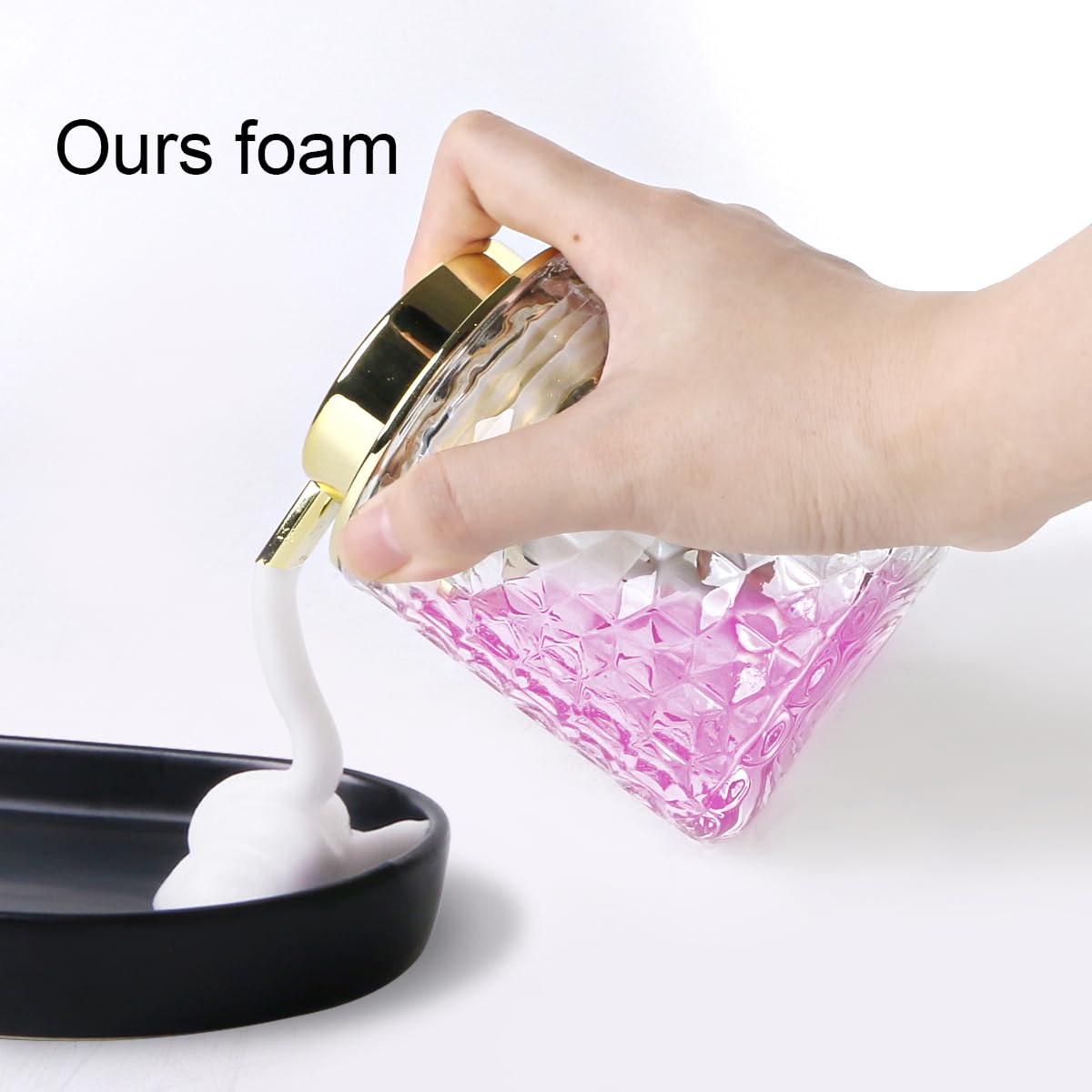 Fvstar Clear Bathroom Accessories Set, 2pcs Glass Bathroom Accessory Set with Foam Soap Dispenser and Toothbrush Holder, Gold Fo
