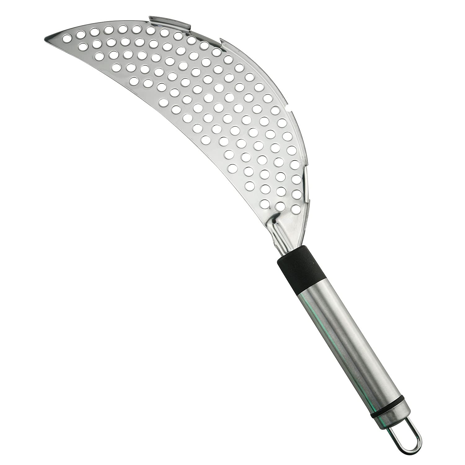 Tegg Crescent Pot Strainer Stainless Steel Grease Pasta Strainer Insert Drainer With Handheld For Different Pot Pan Kitchen Tool