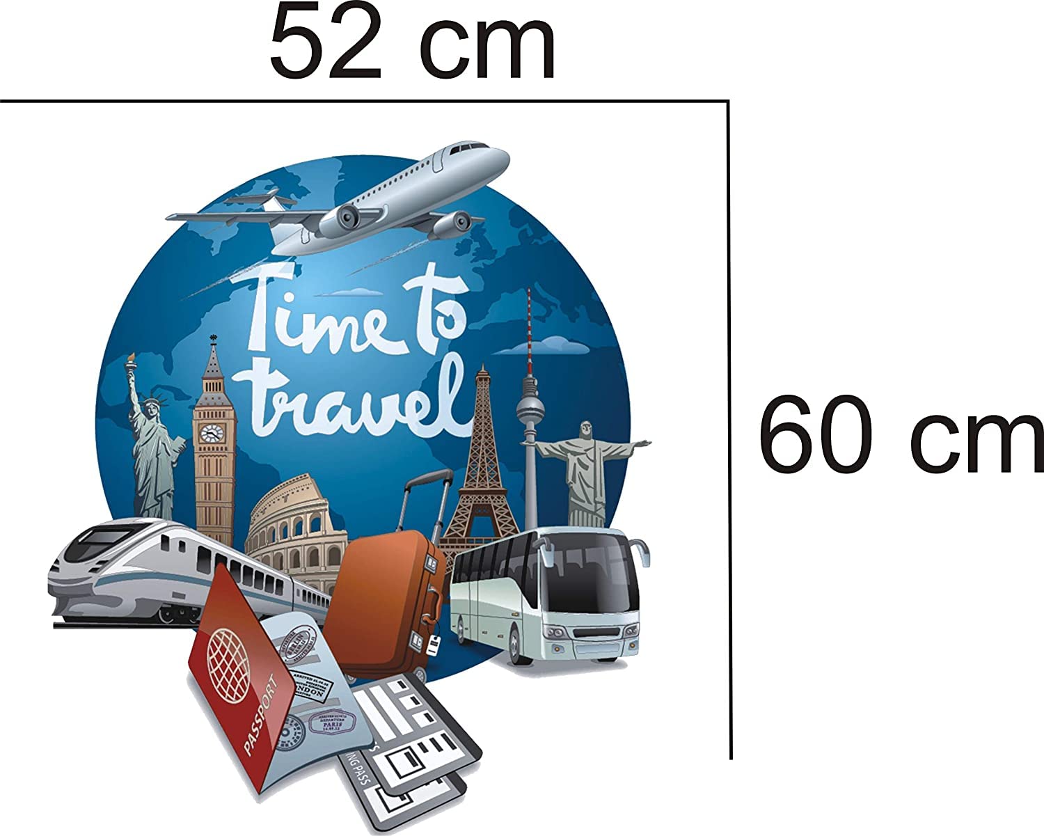 Akki Wold Time Travel 3D Wall Sticker for Kids Room,Bedroom, Living Room, Office, (Size - 60 cm X 52 cm)