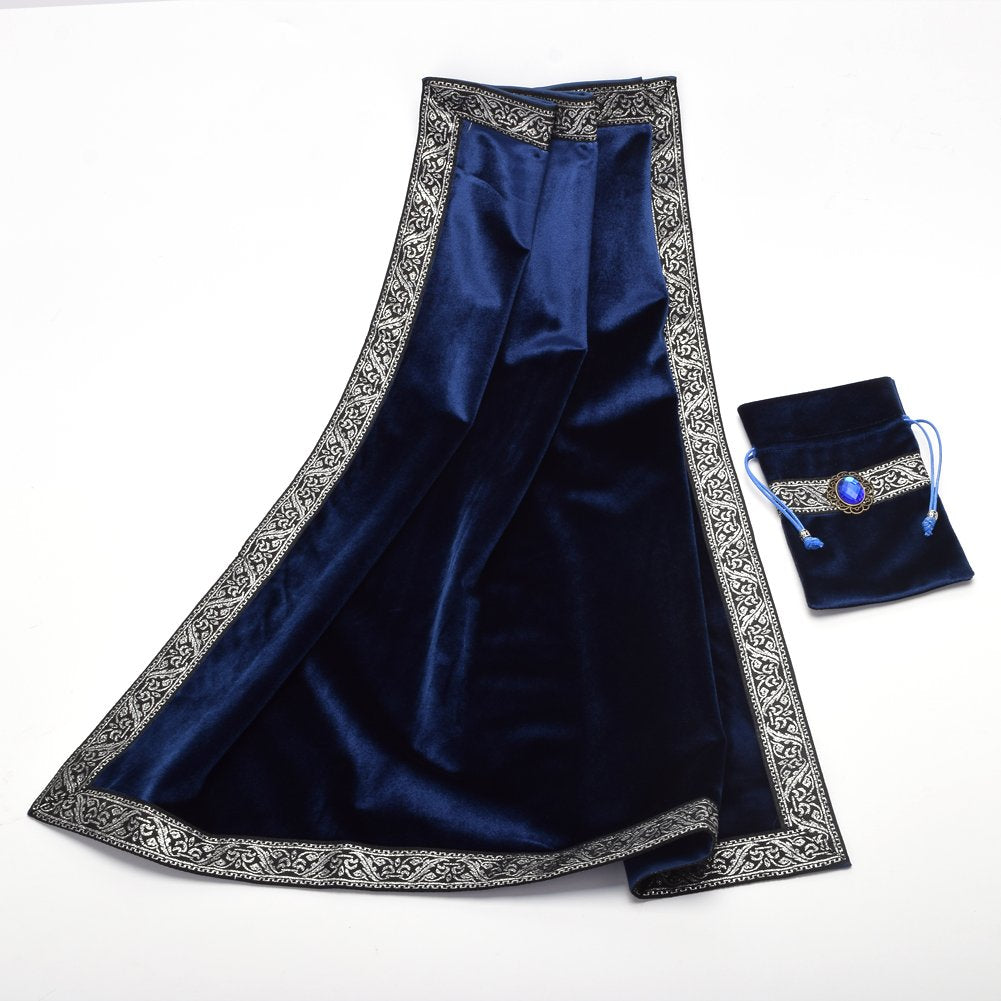 Blessume Square Velvet Altar Tarot Table Cloth And Pouch Dark Blue