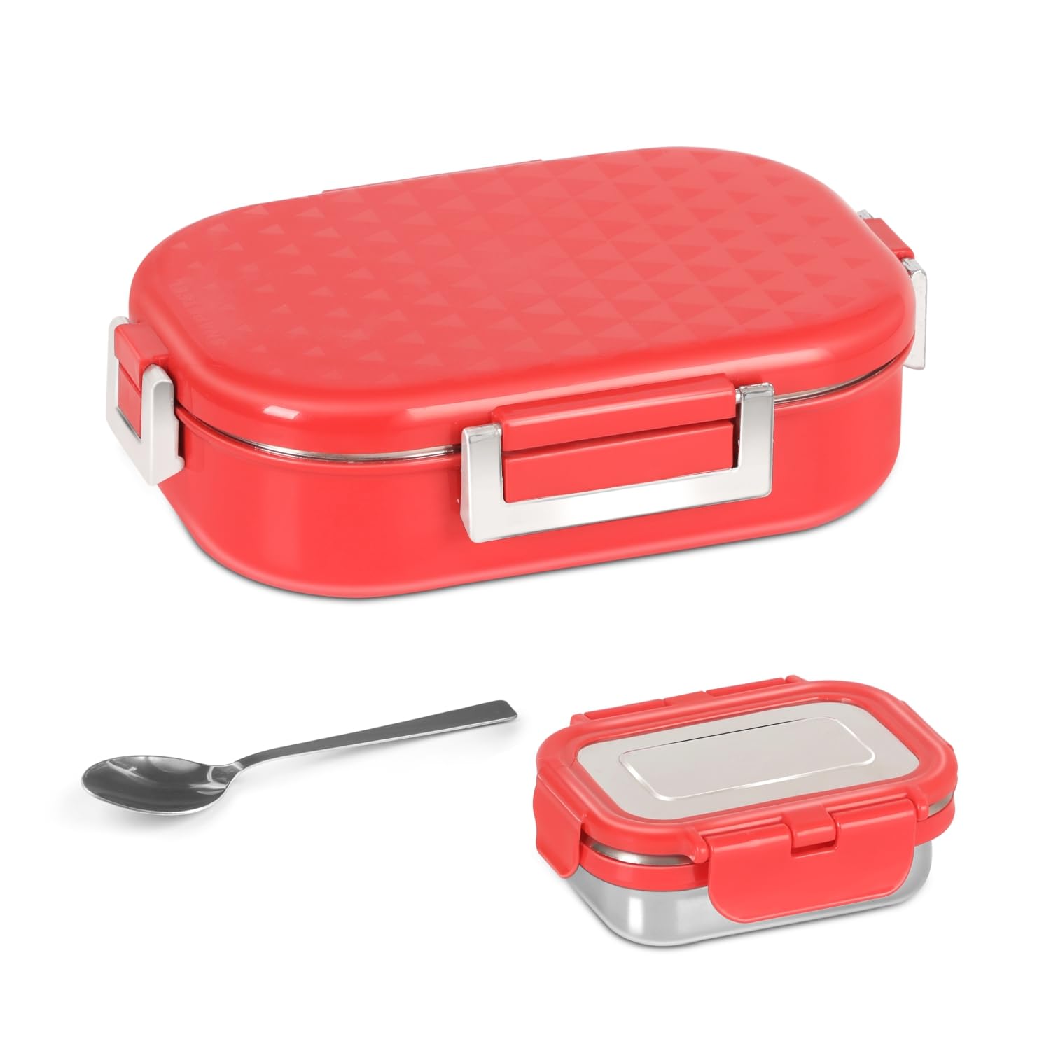 Jaypee Snapsteel Inner Stainless Steel Insulated Lunch Box,Red, 650 Ml, Airtight Tiffin Box For School Kids |Spillproof With Sil