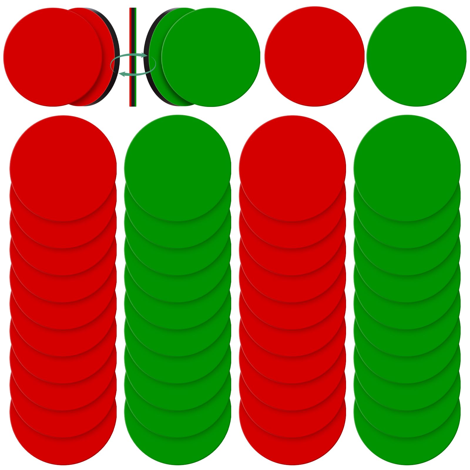 Xuhal 80 Pcs Double Sided Red Green Magnets 1.26 Red Green Flip Reversible Magnets Dots for Whiteboard Mini Colored Double Sid