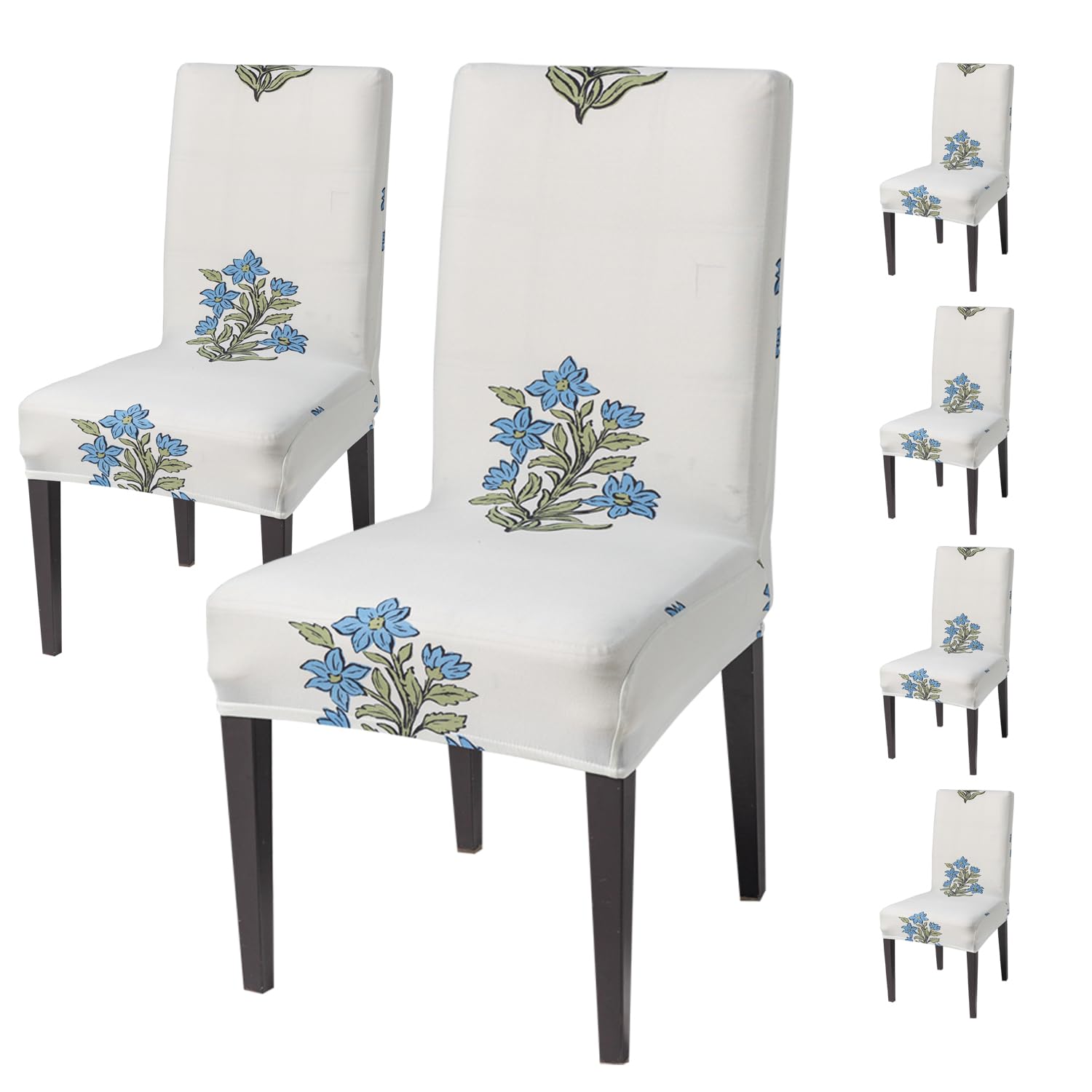 House Of Quirk Elastic Chair Cover Stretch Removable Washable Short Dining Chair Cover Protector Seat Slipcover (Pack Of 6, Beig