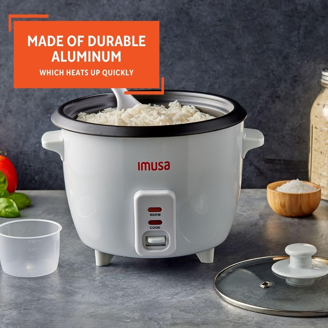 Imusa Usa Gau-00012 Electric Nonstick Rice Cooker 5-Cup (Uncooked) 10-Cup (Cooked), White