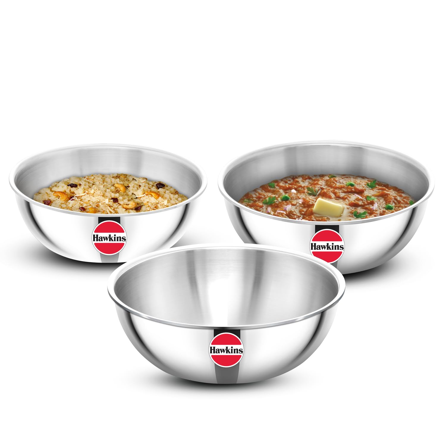 Hawkins Kitchen Gift Pack 2024, Set Of 1.5 Litre, 2 Litre And 2.5 Litre Triply Stainless Steel Metro Kadhai, Tasla, Kadai, Silve