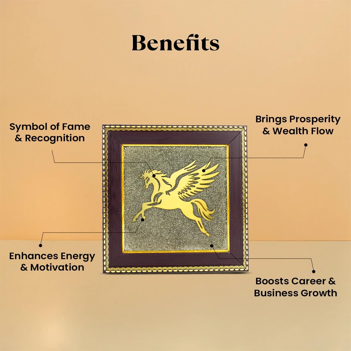 Astrotalk Flying Horse on Raw Pyrite Frame | Powerful Vastu Decorative Item | Pyrite Stone Brings Wealth, Luck & Success | Elegant Home Decor & Wall Decor Item for Living Room or Office