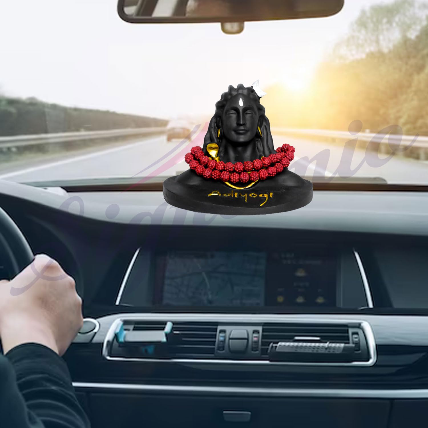 SIGNAMIO Lord god Mahadev Bholenath Shivji Adiyogi Shiva Statue Idol Murti for Car Dashboard with Rudraksh Mala Idle,Home Decor