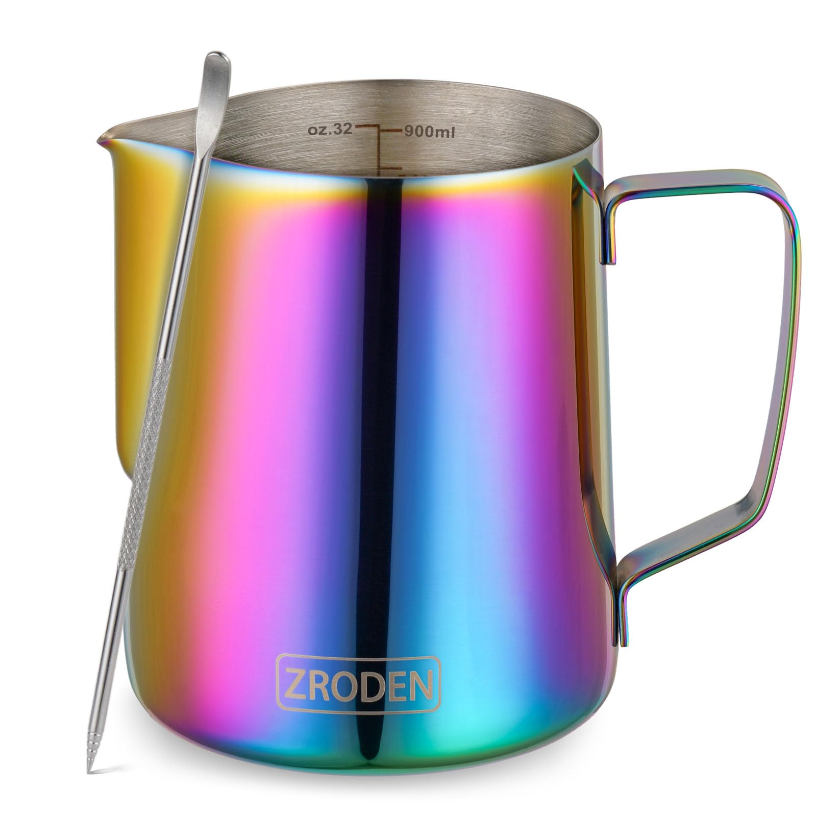 Milk Frothing Pitcher, 32Oz Espresso Steaming Pitchers Stainless Steel Cappuccino Coffee Machine Accessories Barista Tools Steam