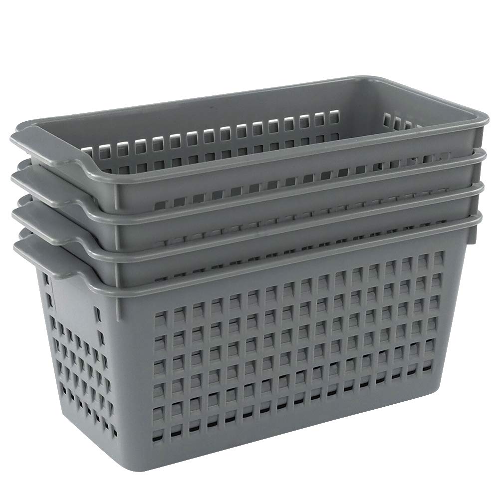 doryh large stackable plastic storage baskets bins,... Doryh Plastic Baskets For Organizing, Grey, Set Of 4 – Homenkitchenshop
