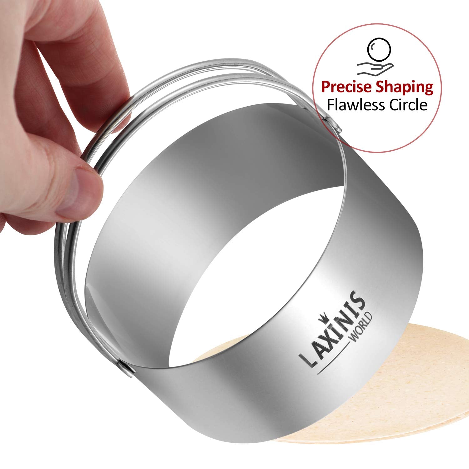 Laxinis World Biscuit Cutter Set, 5 Pieces Round Cookies Cutters With Handle, 18/8 Stainless Steel Graduated Circle Pastry And D