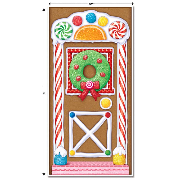 Beistle Gingerbread House Door Covers, 5 x 30   , 3 Pieces - Magical Festive Winter Holiday Decor - Plastic for Indoor and Outdo