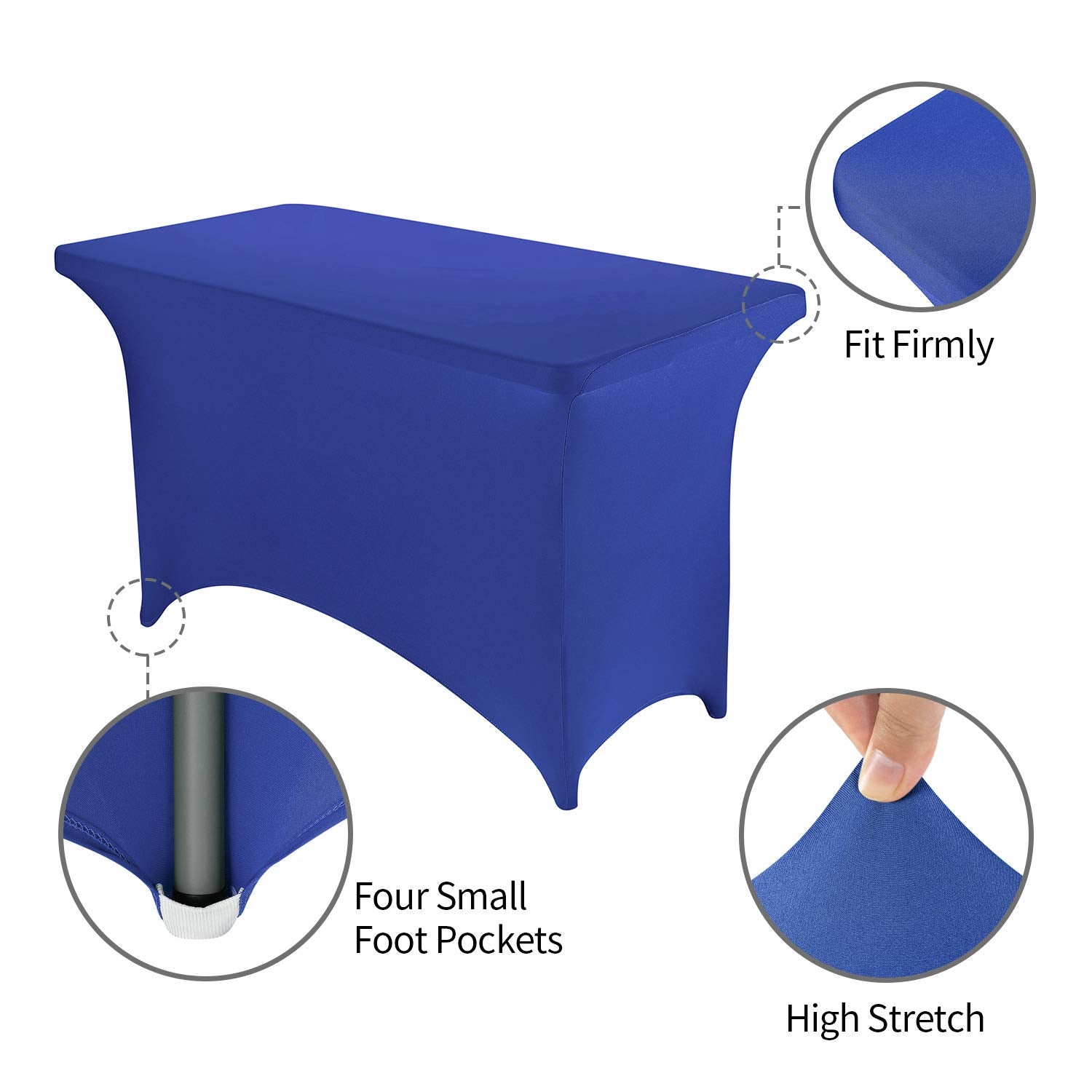 Peomeise 4Ft Spandex Table Cover Rectangular Stretch Spandex Tablecloth (Royal Blue,4Ft)