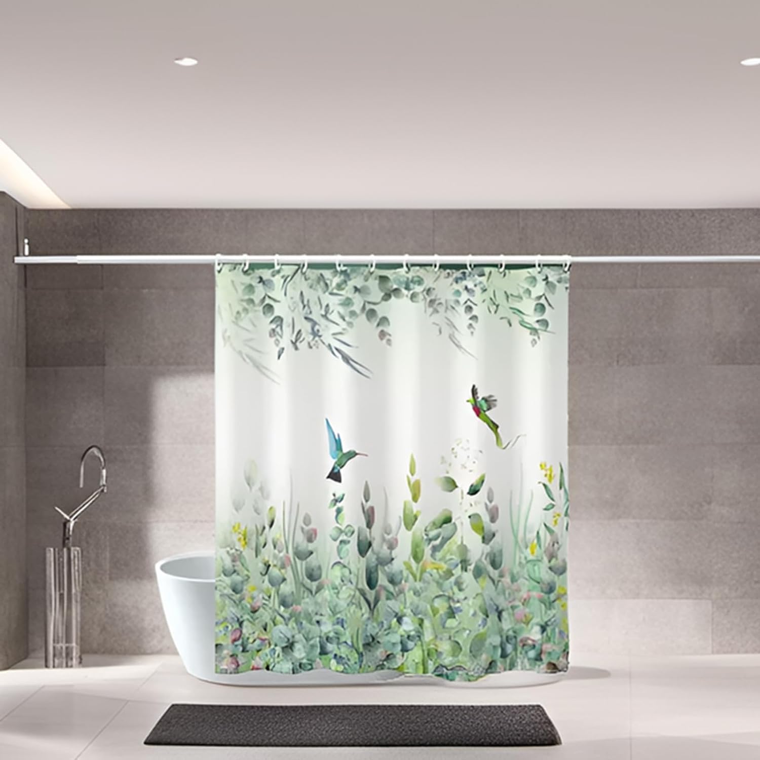 Niidder Green Leaf Shower Curtain, Emerald Bird Mint Green Shower Curtain -72 ''W X 84'' L With 12 Hooks, Weighted Hem Shower Cu