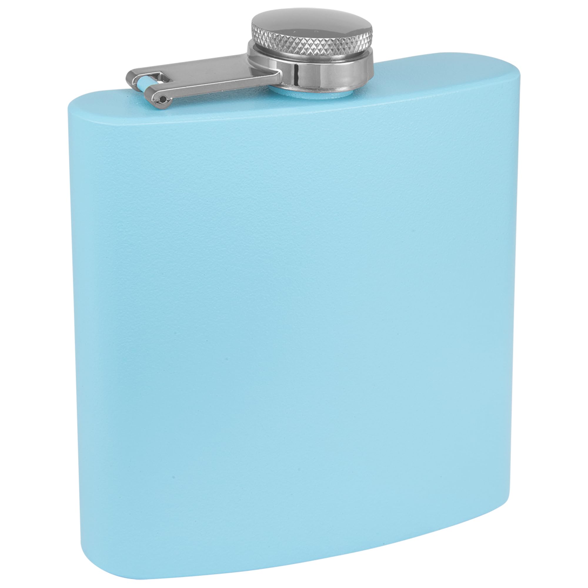 Clear Water Home Goods - 6 Oz Powder Coated Stainless Steel Hip Flask - Wedding Party - Groomsman - Bridesmaid (Matte Light Blue