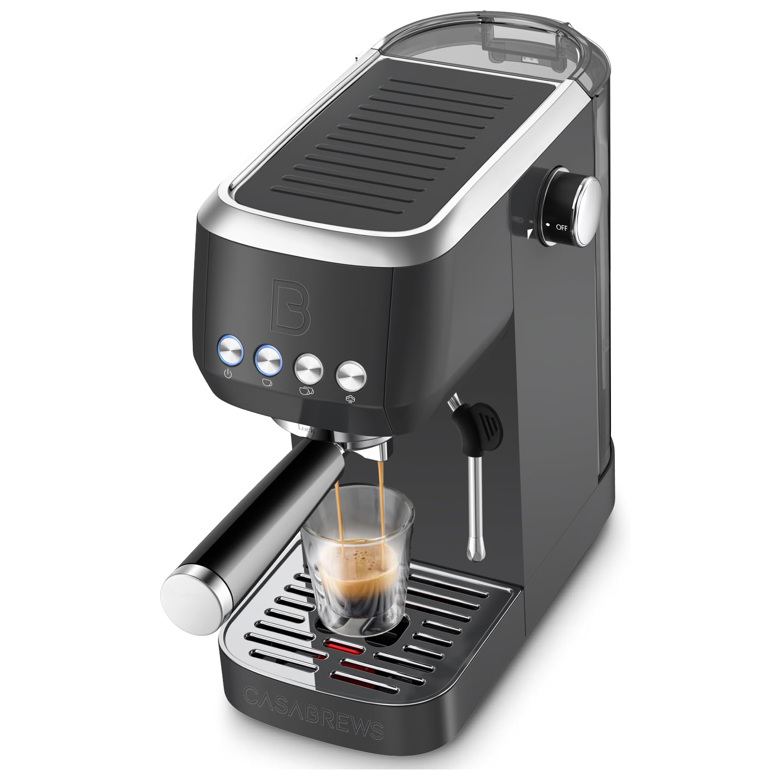 CASABREWS Espresso Machine 20 Bar  Professional Espresso Coffee Machine with Steam Milk Frother  Coffee Maker Cappuccino Latte Machine with 49oz Removable Water Tank  Black  Gift for Dad Mom