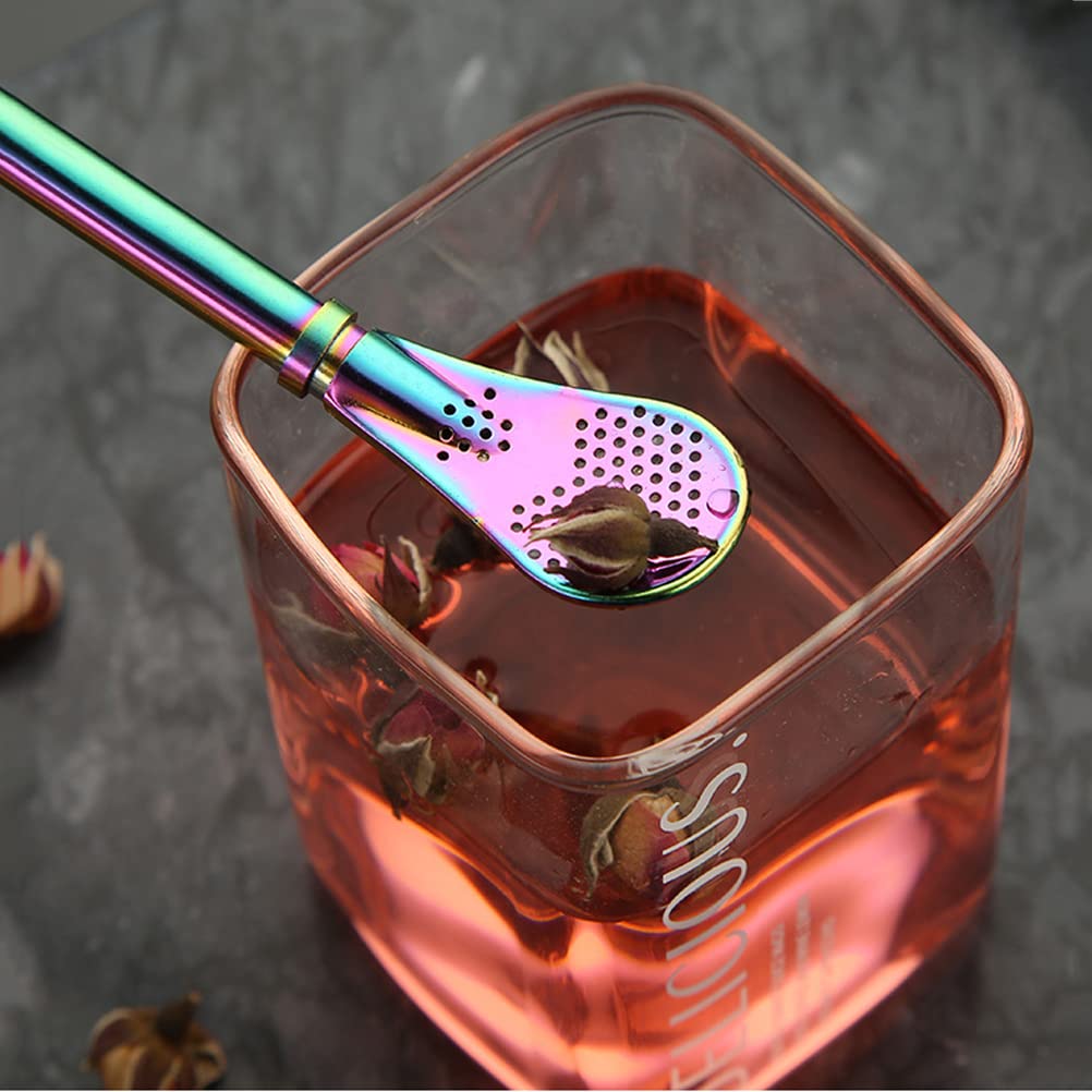 Yerba Mate Bombilla Stainless Steel Straw Loose Leaf Tea Infuser Dringking Spoons Filter Stirring Straws Pack Of 5 With 2 Cleani
