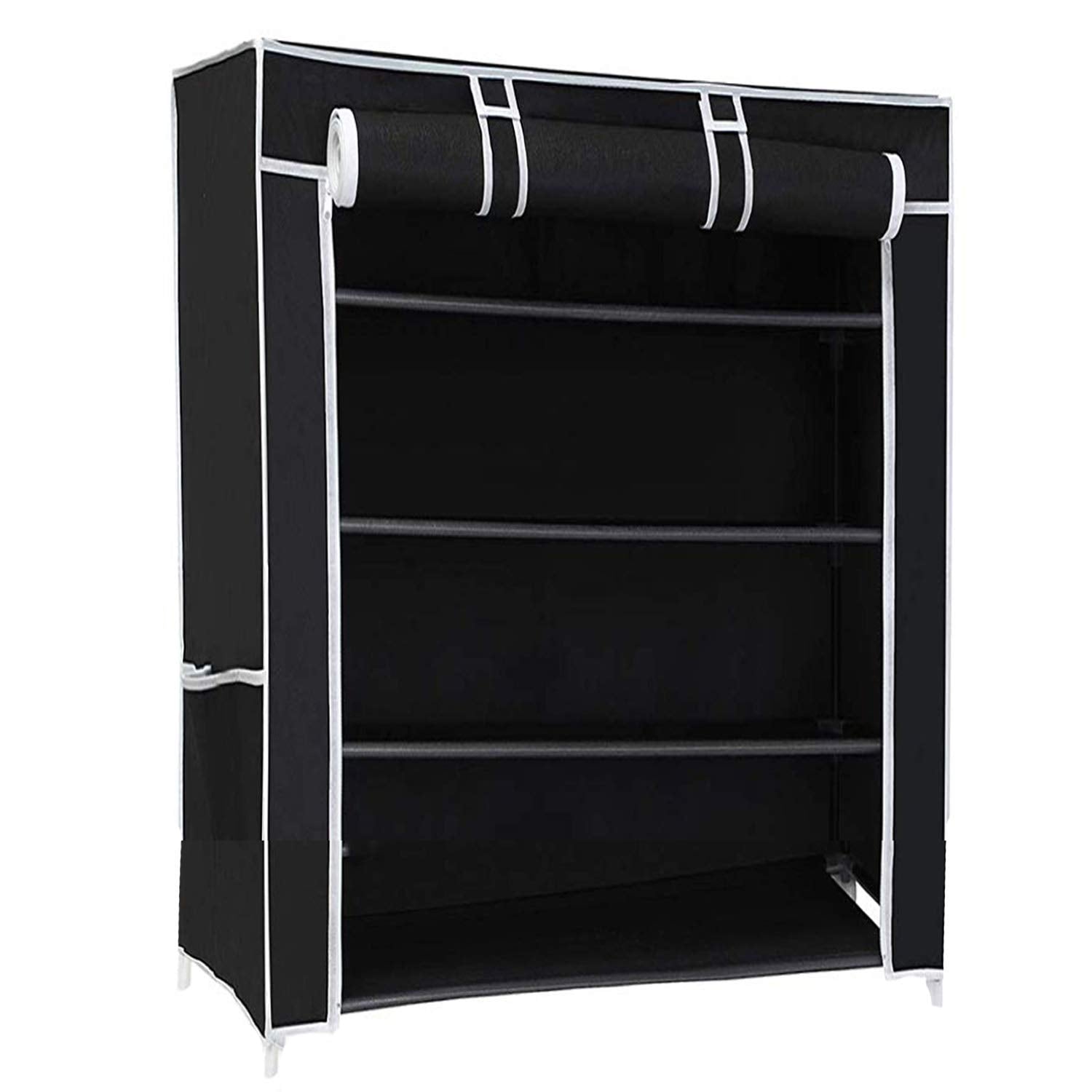 Ebee 4 Shelves Collapsible Metal Shoe Rack (Black)