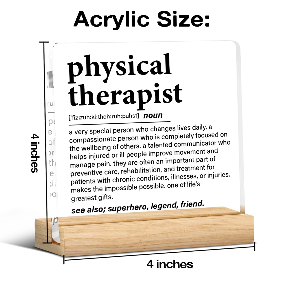 Physical Therapy Gifts, Physical Therapist Gift for Women Men, Funny Appreciation Gifts for Therapists Clear Acrylic Desk Decor