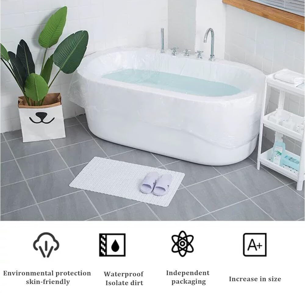 Healcity 10 Pack Disposable Bathtub Cover Liner, Perfect For Christmas Birthday, Large Bathtub Liner Plastic Bag For Salon, Hous