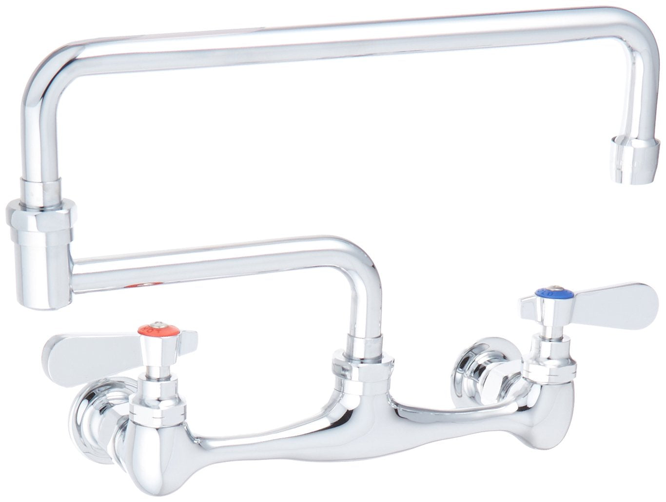 Whitehaus Whfs813-Poch Wall Mount 18-Inch Laundry Faucet With Double Jointed Retractable Swing Spout And Lever Handles, Polished