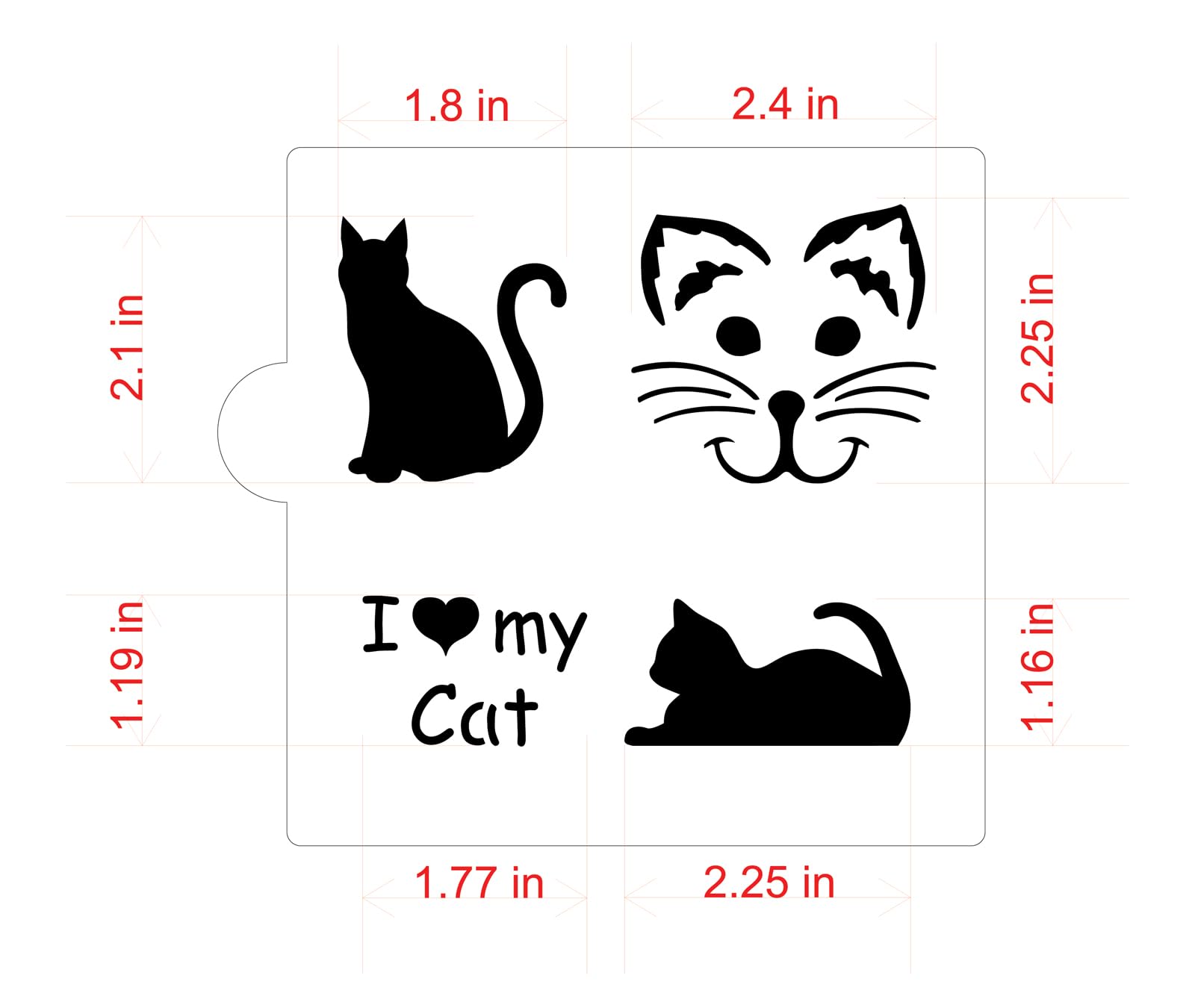 I Love My Cat Cookie And Craft Stencil By Designer Stencils