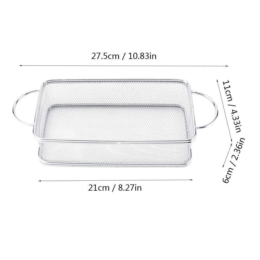 Stainless Steel Fry Basket Multi-Function Mesh Frying Basket With Handles Kitchen Colander Strainer(27 * 12 * 6)