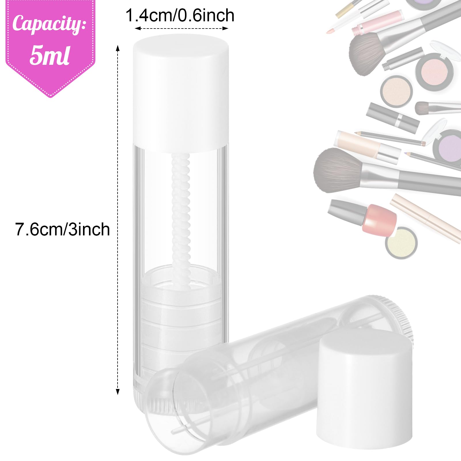 Maitys 64 Pcs Lip Balm Tubes 5 Ml Empty Lip Gloss Balm Containers Refillable Rotatable Plastic Lipstick Tubes Diy Lip Gloss Hold
