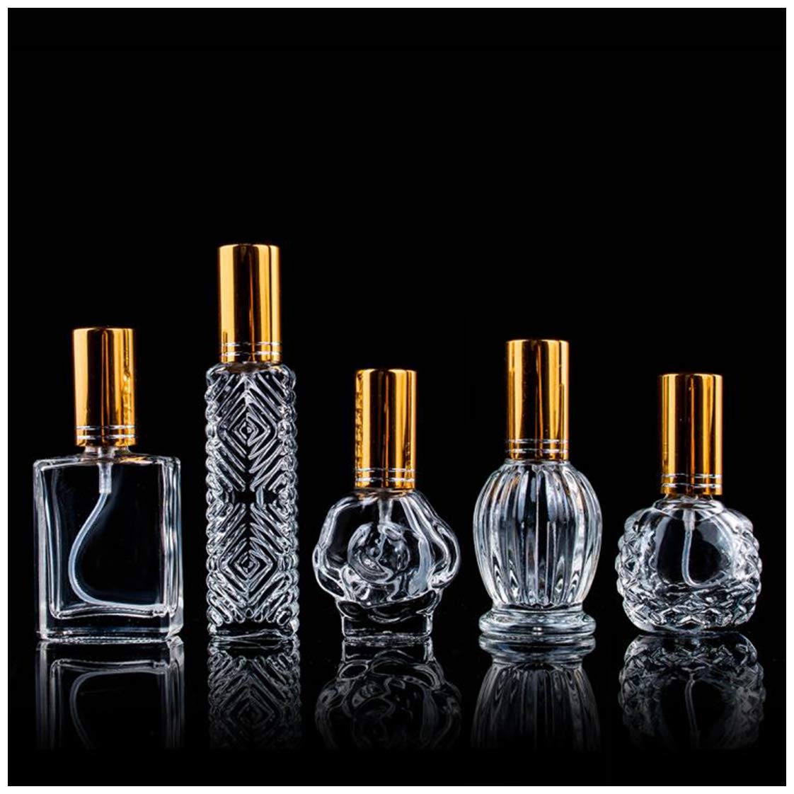H&D Hyaline & Dora Vintage Glass Perfume Bottles Empty Refillable Sprayer Bottle Fine Mist Spray Bottles Set Of 5