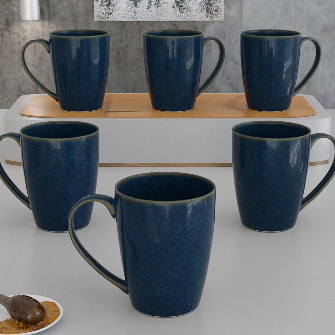 The Earth Store Galaxy Blue Coffee Mug Set of 6 Ceramic Mugs to Gift to Best Friend, Tea Mugs, Microwave Safe Coffee Mugs, Ceram