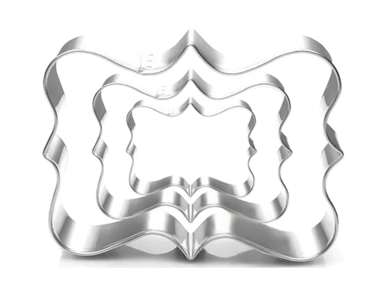 Wjsyshop 3 Piece Rectangle Plaque Frame Cookie Cutter