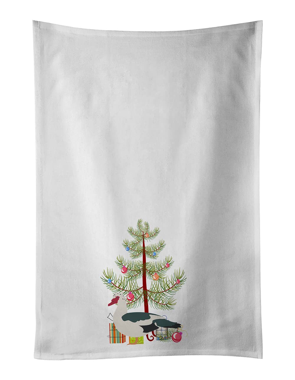 Muscovy Duck Christmas White Kitchen Towel Set of 2