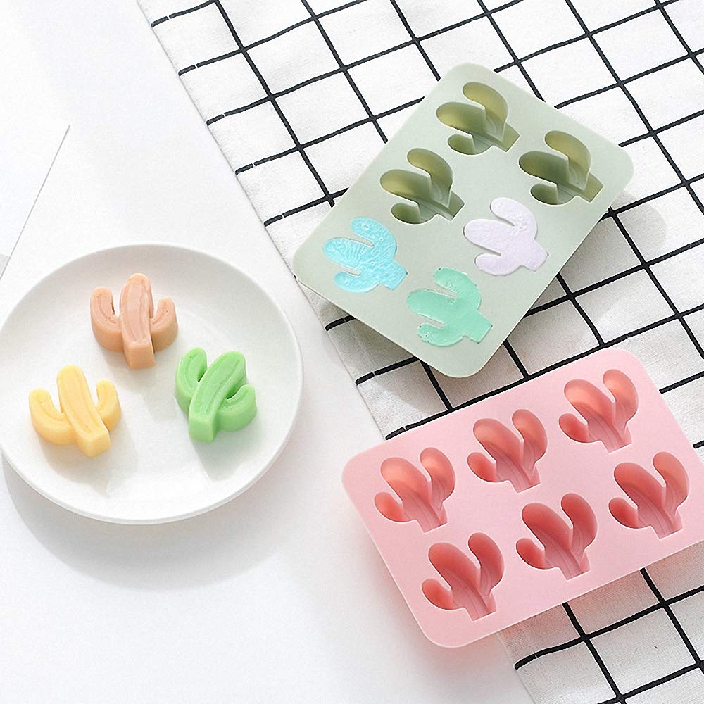 Moldfun 2-Pack Cactus Ice Cube Tray Cacti Silicone Mold For Diy Chocolate Candy Gummy Jello Jelly Bakeware Baking Muffin Cupcake
