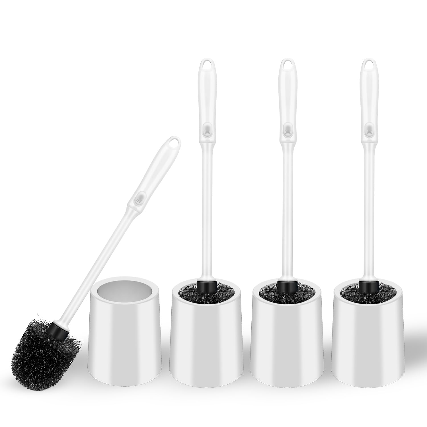 Toilet Brush and Holder Set, 4 Pack Long Handle Non-Slip Grip Toilet Bowl Brush, Hard Toilet Brush, Deep Cleaning for Bathroom, 