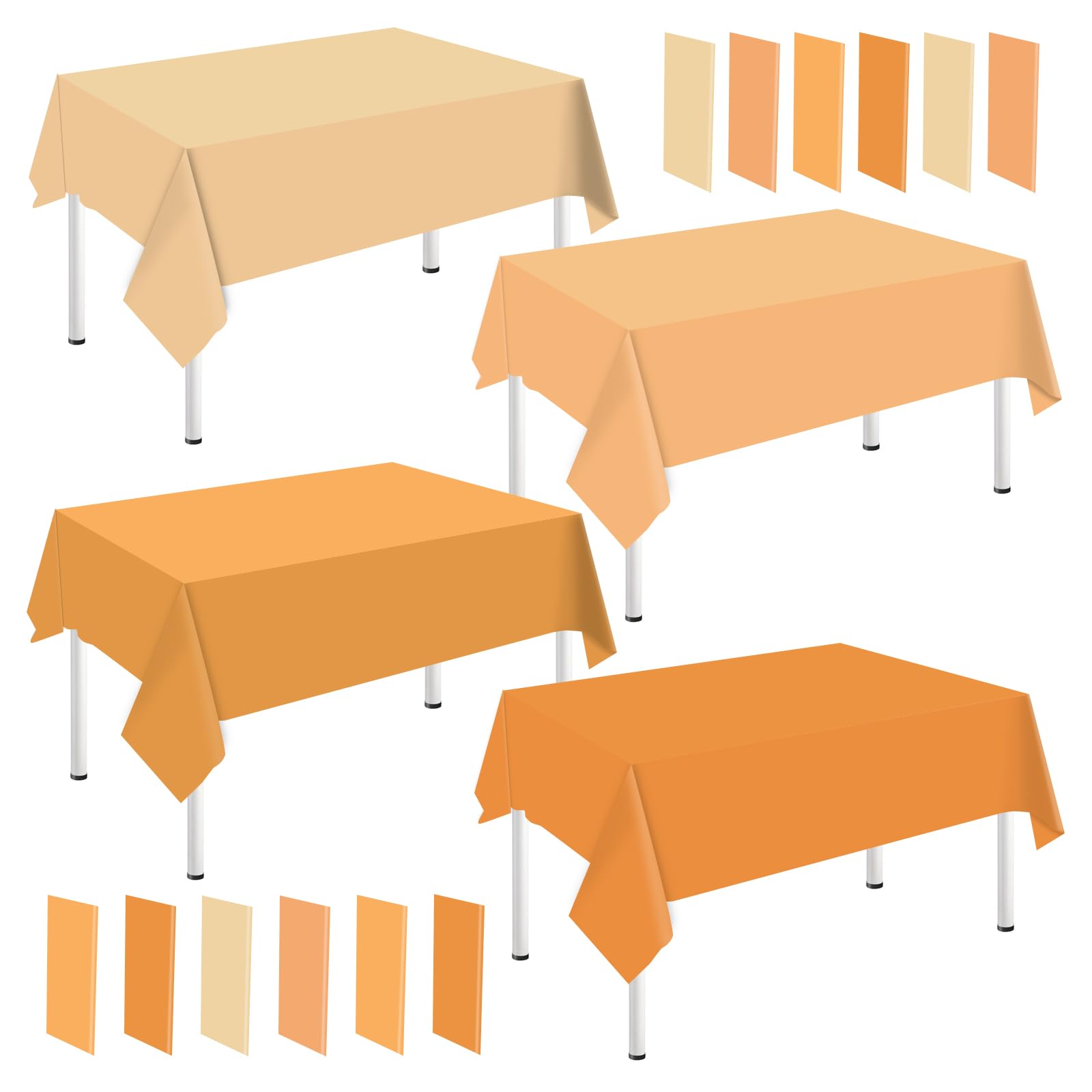 Whaline 16Pcs Orange Plastic Tablecloth 4 Orange Rectangle Little Cutie Tablecover Waterproof Table Cloth for Fall Thanksgiving 