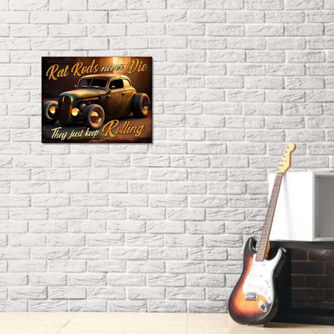 Desperate Enterprises Rat Rods Never Die Tin Sign - Garage Signs - Nostalgic Vintage Metal Signs - Made in the USA