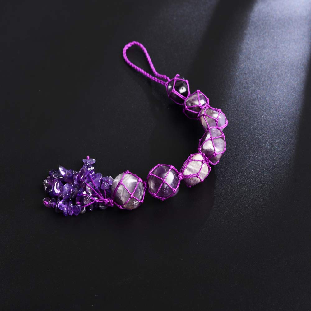 Handmade Natural Amethyst Crystal Window Car Hanging Ornaments 7 Chakra Home Decoration Feng Shui Ornament Yoga Meditation Car D