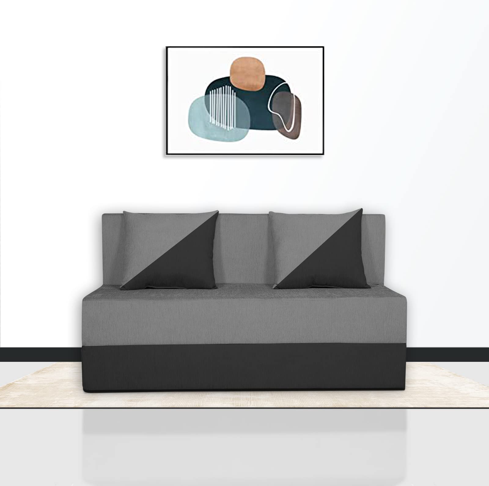 Adorn India Easy Desmond 2 Seater Sofa Cum Bed 4 X 6 (Grey & Black) (1 Year Warranty)