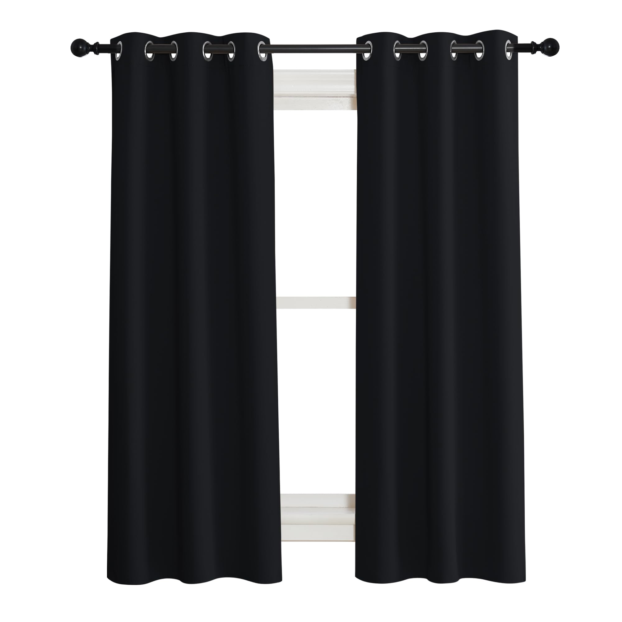 NICETOWN Complete 100% Blackout Curtain Set, Black, 37 W by 40 L, Double Panels, Thermal Insulated & Energy Efficiency Window Dr
