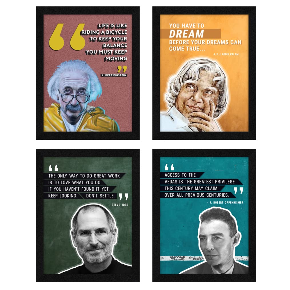 Artx Paper Famous Scientists Motivational Quotes Wall Frame Art Painting, Multicolor, Inspirational, 10 X13 In, Set Of 4