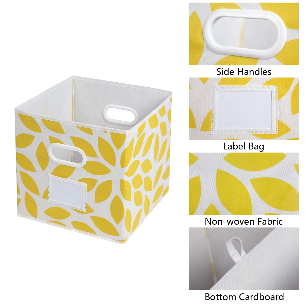 Max Houser Fabric Storage Bins Cubes Baskets Containers With Dual Plastic Handles For Home Closet Bedroom Drawers Organizers, Fo