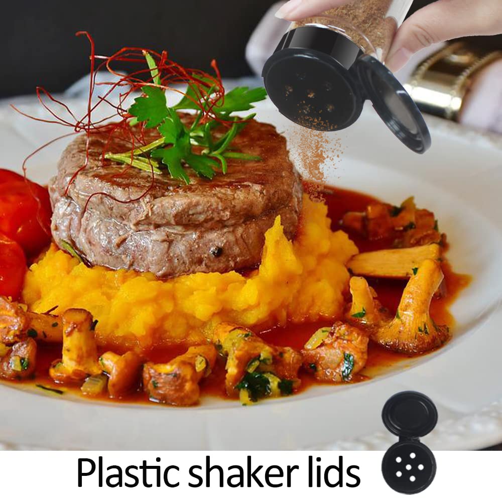 Bpfy 24 Pack 3Oz Clear Plastic Spice Jars With Black Plastic Lids, Round Spice Bottles, Plastic Seasoning Containers With Chalk