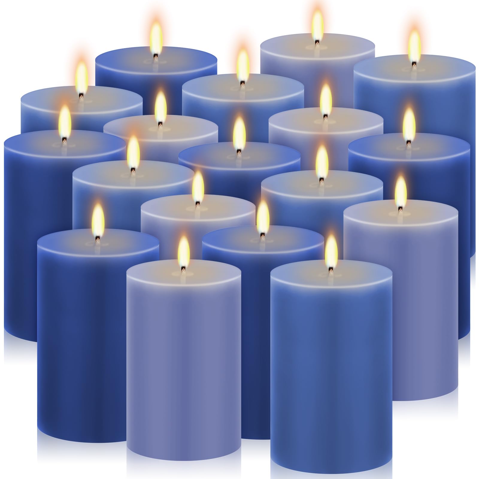 Conelist Set of 6 Gradient Blue Small Pillar Candles 2 x 3 Inch Unscented Colored Votive Candles for Wedding Thanksgiving Advent