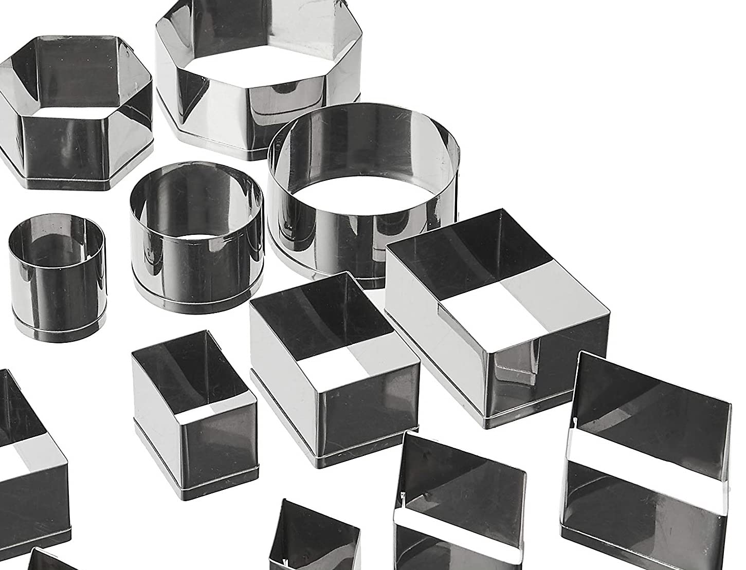 Ateco Plain Edge Geometric Shapes Cutters In Graduated Sizes, Stainless Steel, 24 Pc Set