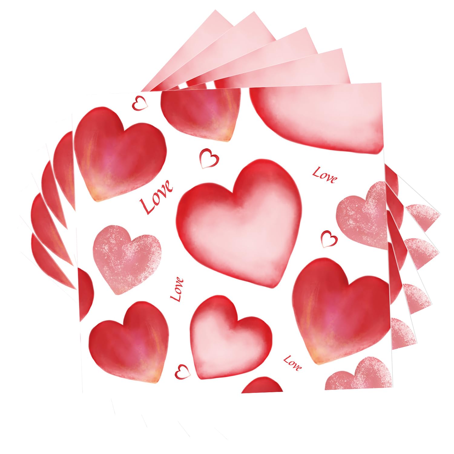 Dulousia Valentines Day Napkins - 6.5X6.5In Romantic Red Heart Pattern With Love Letters Paper Luncheon Napkins For Engagement W