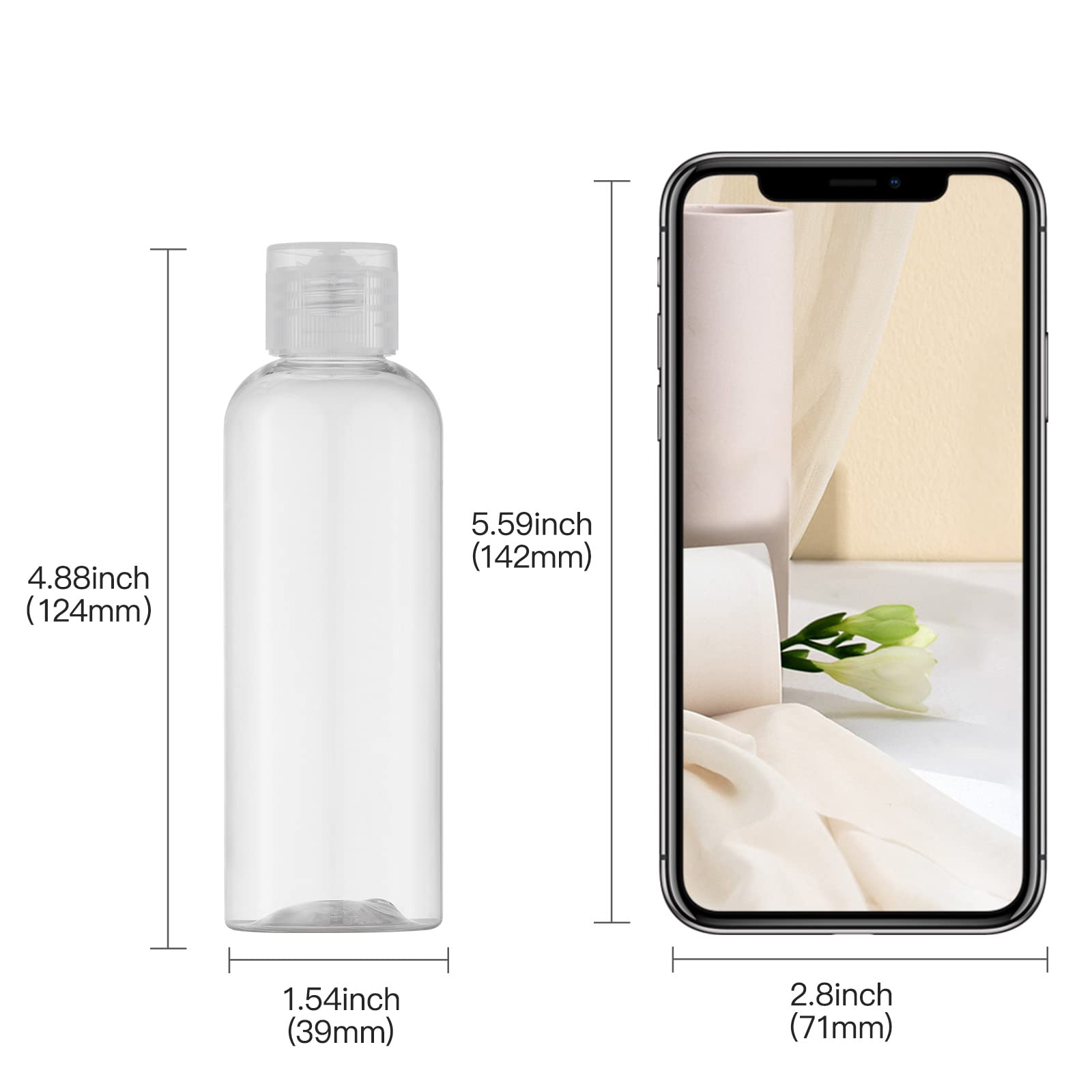 LISAPACK 3.4oz Travel Bottles For Toiletries (5pcs)  Travel Size Containers for Shampoo (100ml  Clear)