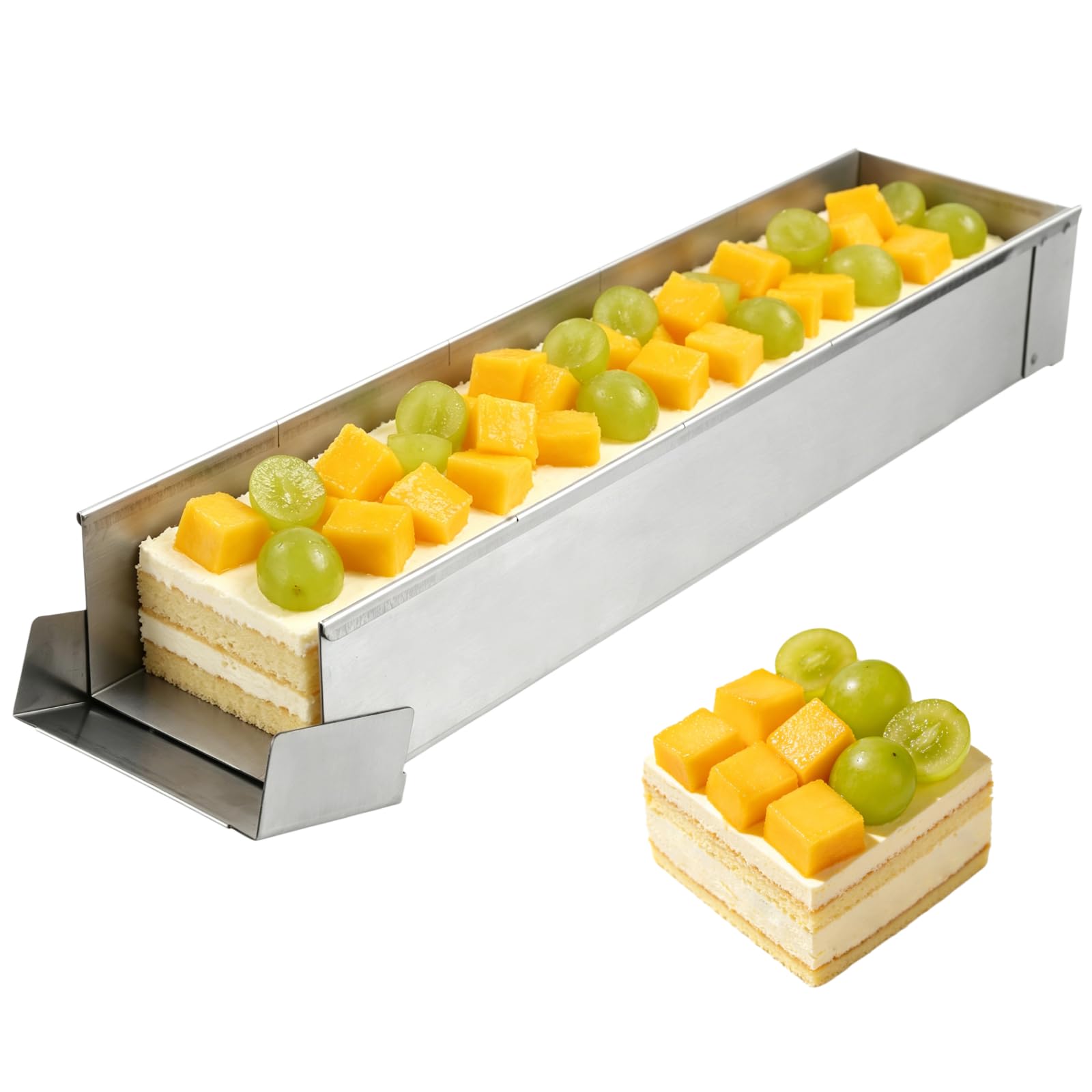 Stainless Steel Tiramisu Pan, Removable Side Rectangular Baking Mold 15.7in